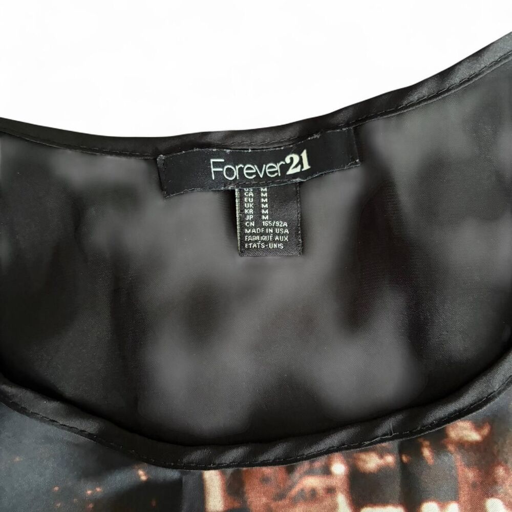 y2k vintage Forever 21 sheer black + brown cityscape tank top - Picture 3 of 3